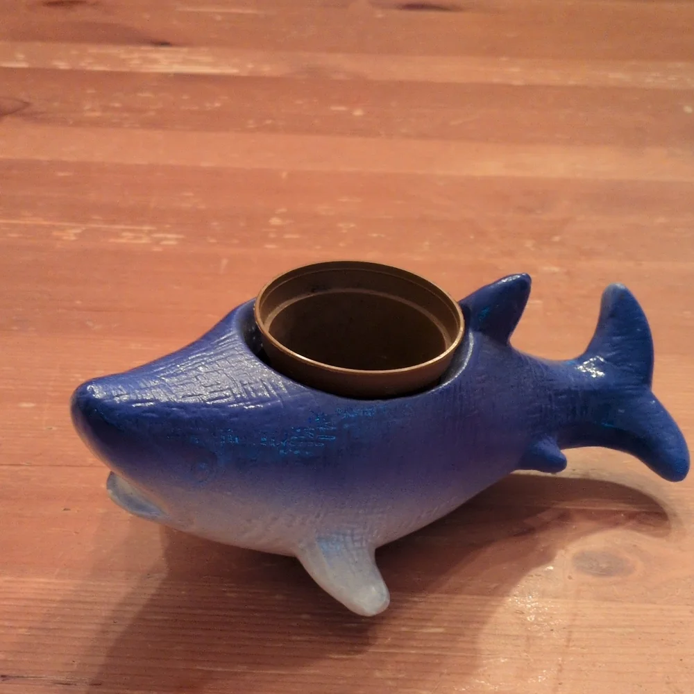 Blue and White Shark Aquarium Ornament